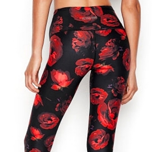 💋OFFER🌹Victoria's Secret VICTORIA SPORT Red Rose knockout leggings, Medium - Picture 11 of 11